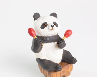 Clay Panda Figurine: Japanese-Style Animal Sculpture