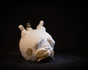 Japanese Ceramic Cat Sculpture: Playful Pottery Art