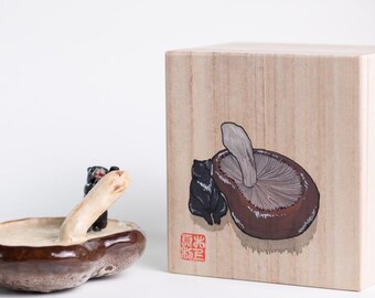 Handmade Mushroom Bear Ceramic Plate – Cute Art Dish