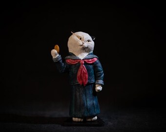BadGirl Dorayaki: Japanese Ceramic Cat Sculpture