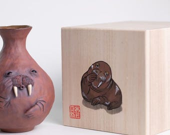 Handmade Unique Artisan Pottery Cup - Walrus Ceramic Sake Bottle 3