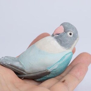 Hand Carved Lovebird - Light Blue - 7.5
