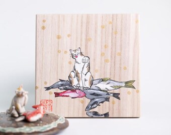 Whimsical Two-Tier Ceramic Cat Box | Handmade Clay Keepsake Container