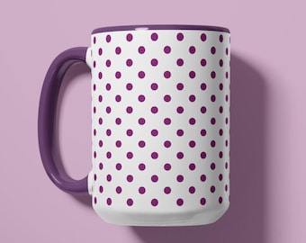 Polka Dot Accent Mug for Coffee Lovers | Personalized Large Ceramic Mug, Housewarming Gift