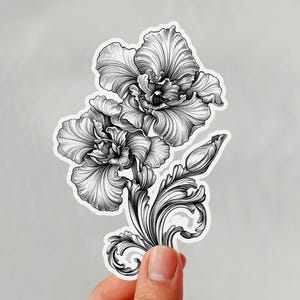 Elegant Orchid Flower Sticker, Floral Vinyl Sticker, Botanical Art Laptop Sticker, Book & Water bottle Sticker, Cool Garden Gift For Her