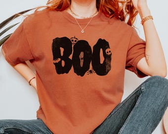 BUH! Halloween Shirt für die gruselige Jahreszeit | Lustiges Halloween Top, Süßes oder Saures Tee, Geist Shirt Geschenk
