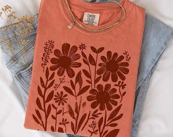 Cottagecore Flower Print Shirt for Plant Moms & Wildflower Lovers | Boho Floral Graphic Tee, Gift for Her