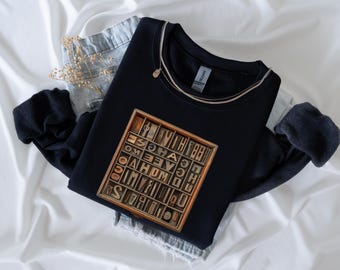 Letterpress Drawer Sweatshirt, Vintage Typography Design, Graphic Designer Gift