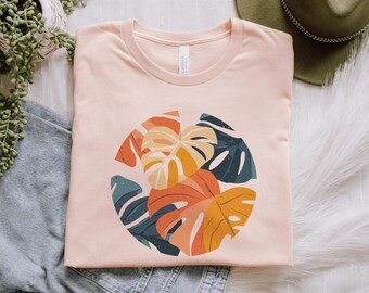 Monstera Shirt for Plant Moms & House Plant Lovers | Cottagecore Leaf Graphic Tee, Gardening Gift for Her
