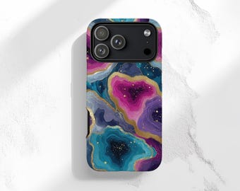 Rainbow Geode Phone Case for iPhone & Samsung | Colorful Boho MagSafe Case, Crystal Aesthetic Gift