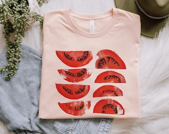 Woodblock Print Tomato Shirt | Farmers Market Garden Tee, Gift For Gardener & Mom