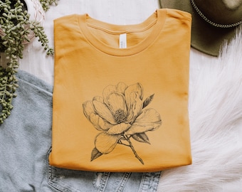 Magnolia Flower Shirt, Garden Flower Gift For Mom, Plant Lover Gift For Her, Birth Month Flower Floral Shirt, Plant Shirt, Plant Mom Shirt