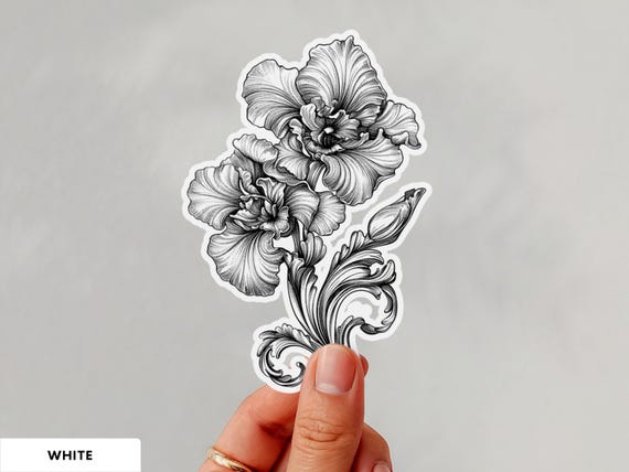 Elegant Orchid Flower Sticker, Floral Vinyl Sticker, Botanical Art Laptop Sticker, Book & Water bottle Sticker, Cool Garden Gift For Her