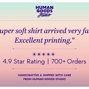 A Human Goods Studio branded slide highlighting a quote from a happy customer and a 4.9 star customer rating over 700+ orders.