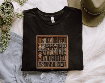 Letterpress Drawer Shirt for Graphic Designers, Vintage Style Typography Design, Retro Font Gift For Him, Graphic Designer Gift For Her