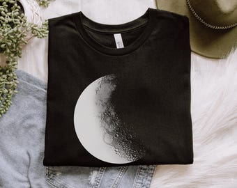 Crescent Moon Shirt | Stargazing Space Art Tee, Astronomy Gift For Her & Him