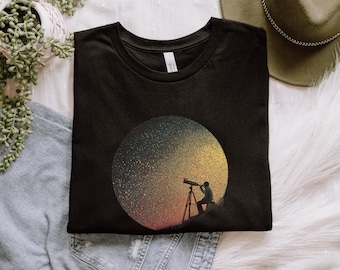 Stargazing Telescope Space Shirt, Sweatshirt & Hoodie | Solar System Gift For Astronomer