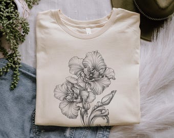 Orchid Flower Shirt, Floral Shirt, Birth Flower Gift For Her, Garden Flower Gift For Mom, Plant Lover Gift Summer Shirt Graphic Tee Cute Tee