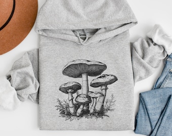 Botanical Magic Mushroom Art Shirt, Sweatshirt & Hoodie, Psychedelic Mycology