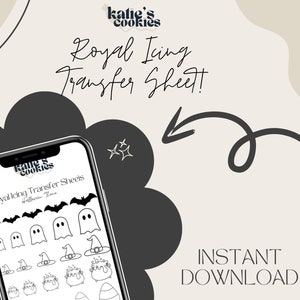 Foglio di trasferimento per glassa reale - Foglio di trasferimento per glassa reale di Halloween - Teglia per biscotti - Decorazione per biscotti di zucchero - Riutilizzabile - Download immediato