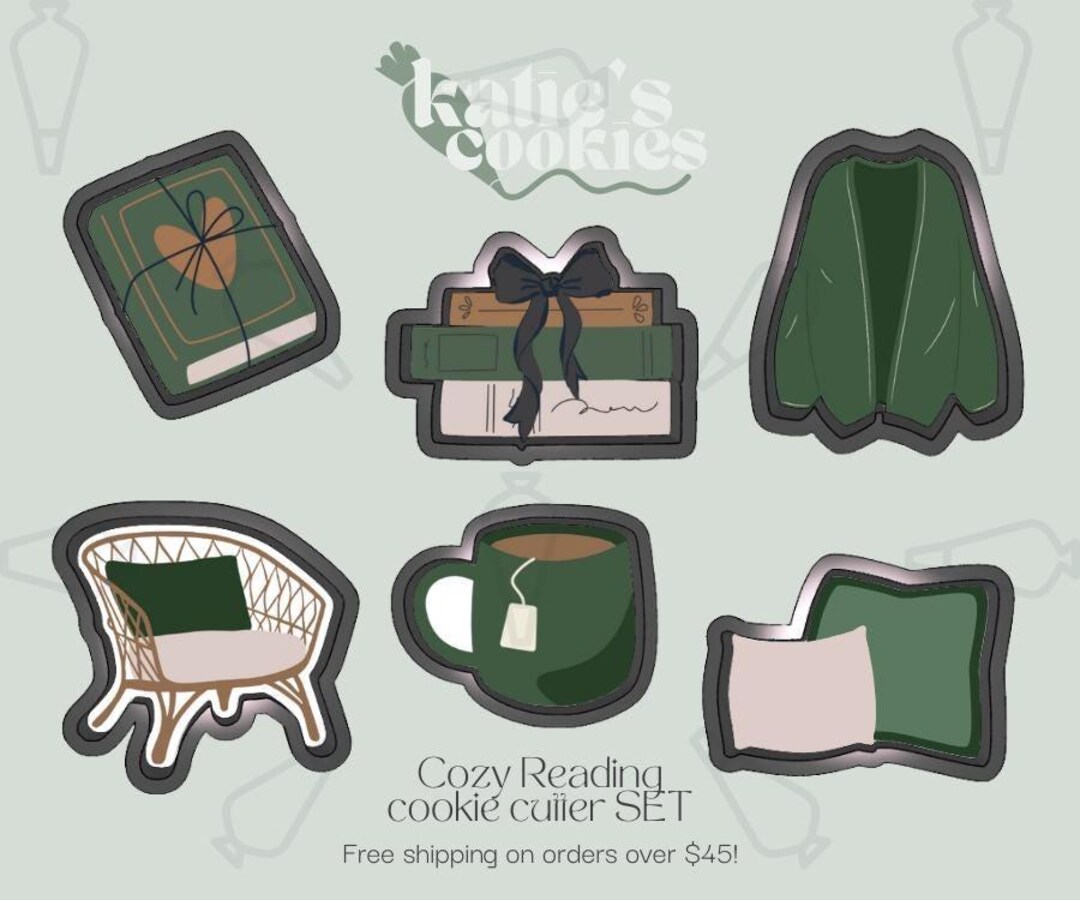 Cozy Reading Cookie Cutter SET (multiple Sizes Available) - Cookie ...