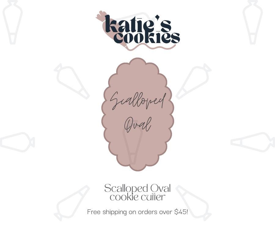 Scalloped Oval Cookie Cutter (multiple sizes available) - Oval Cookie Cutter - 3D Printed