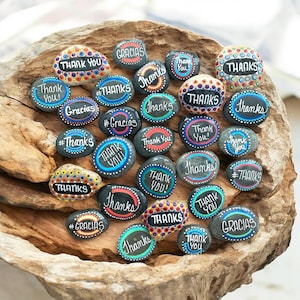 Thank You Rocks (Set of 5): Hand Painted , Brightly Colored Kindness Tokens
