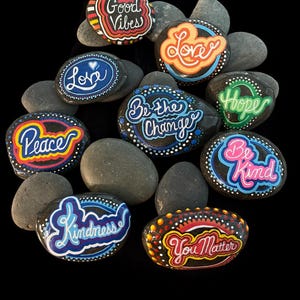 Hand-Painted Inspirational Rocks | Positive Message Rocks | Encouragement Rocks | Motivational Rocks |Healing Rocks | Durable Outdoor/Indoor