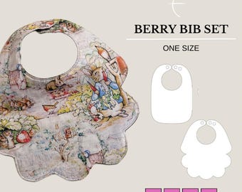 Reversible Bib Set PDF Sewing Pattern for Infants, Babies and Toddlers | Scalloped Bib | Straight Bib | Gender Neutral