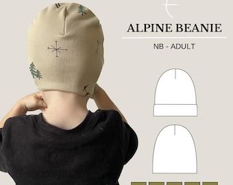 Beanie Hat PDF Sewing Pattern for Babies, Toddlers, Kids, and Adults (rollover and no rollover available) | Gender Neutral | Winter Hat