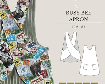 Reversible Crossback Apron PDF Sewing Pattern for Babies, Toddlers, and Kids (12m-8y) | Pinafore | 2 Pockets | Slip-On | Gender Neutral