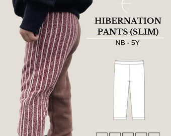 Slim-Fit Long Pants PDF Sewing Pattern for Babies, Toddlers, and Kids (NB-5Y) | Loungewear/Sleepwear | PJs/Pajamas | Thermal/Base-layer