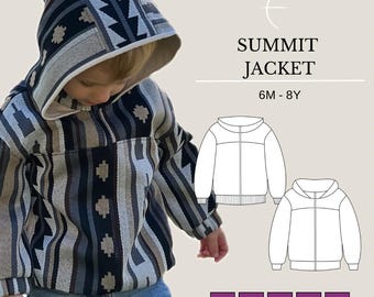Lined Winter Jacket PDF Sewing Pattern for Babies, Toddlers, and Kids (6m-8y) | 3-Piece Hood | Collar | Zippered | Inseam Pockets