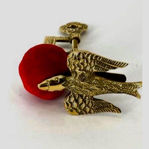 Solid Brass Replica of Victorian Bird Sewing Clamp Pin Cushion