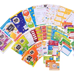 May include: A colourful set of classroom management tools and resources for teachers. The set includes a variety of charts, stickers, and other materials to help teachers manage their classrooms effectively. The set is designed to be fun and engaging for pupils.