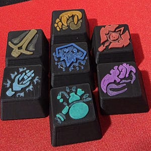 3D Printed World of Warcraft Key Caps: Horde, Alliance, Class Colors. Set of 3