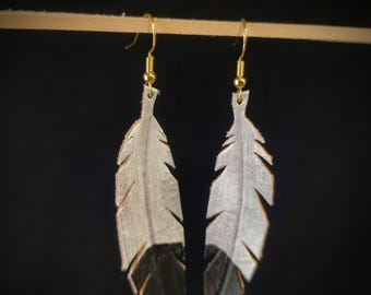 Handcrafted Leather Feather Earrings – Lightweight, Boho Style