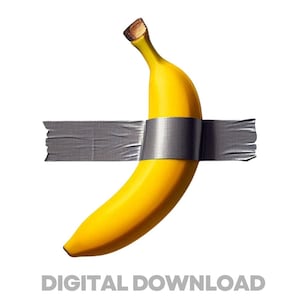 Duct Taped Banana Pop Art Print: Funny Modern Kitchen Decor (Digital Download) PNG