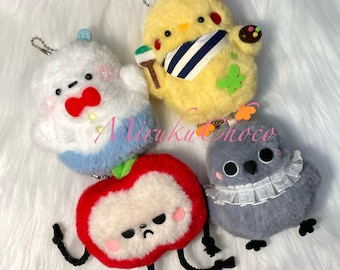 Love and Deepspace 10cm/4in Plush Squeaky Keychain Charm:Snowman, Grumpy Crow, Sunny Apple, Artsy Birb