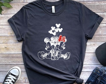 Disney Mickey and Minnie Sketch Shirt, Mickey and Minnie Silhouette Couple Tshirt, Disney Family Trip Tee, Family Vacation Tshirt