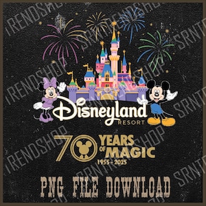Disneyland 70th Png, Anniversary Png, 1955-2025 Png, 70 Years of Magic Png, Disney Family Vacation Png, Mickey and Friends Png