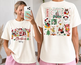 Csutom Disney Christmas Shirt, Merry Christmas Character Tee, Custom Name Disneyland Holiday Shirt, Christmas Trip Tee, BP