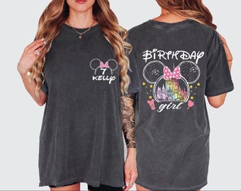 Custom Disney Birthday Girl Shirt, Birthday Name and Number Shirt, Personalized Disney Trip Shirt, Disney Coquette Shirt,BP