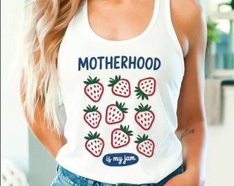 Camiseta sin mangas "Maternidad Fresa", Top corto "Linda Mamá Vida", Camiseta deportiva "Día de la Madre Dulce Mamá" con espalda cruzada, Camiseta "Verano La Maternidad es Mi Fiesta Mamá" con cuello en V