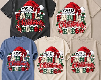 Personalized Family Christmas 2026 Shirt, Custom Name Family Role Tee, Matching Family Christmas Shirt