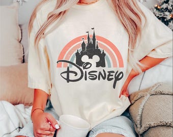 Disney Castle Rainbow Shirt, Disney Castle Mickey Head Shirt, Disney Trip Tee, Disney Vintage Castle Tshirt, Retro Disney Shirt