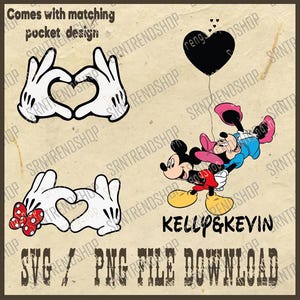 Mickey et Minnie Png personnalisé, couple Disney Png, assorti Disneyland Png, nom personnalisé Png, Magic Kingdom voyage Png, Disneyworld Png