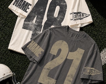 Custom Football Jersey Shirt, Personalized Player Number Tee, Name Sleeve Football Shirt, Game Day Team Tee