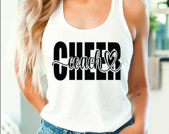 Cheer Coach Tank Top, Best Cheer Coach Ever Crop Top, Cheer Coach Coquette Racerback, Cheerleading Coach V-Neck, Cheer Competition V-Neck