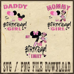 Custom Minnie Mouse Birthday Png, Birthday Girl Png, Personalized Disney Name and Number Png, Minnie Mouse Png, Disney Family Trip Png